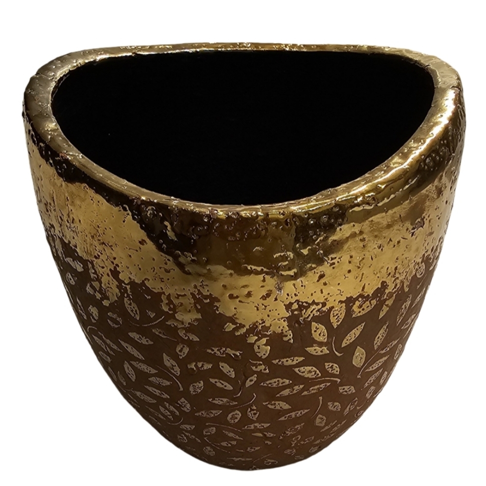 Anthropologie Studio Vine Pot Gold Flake Design Succulent Flower Pot 6 X 6